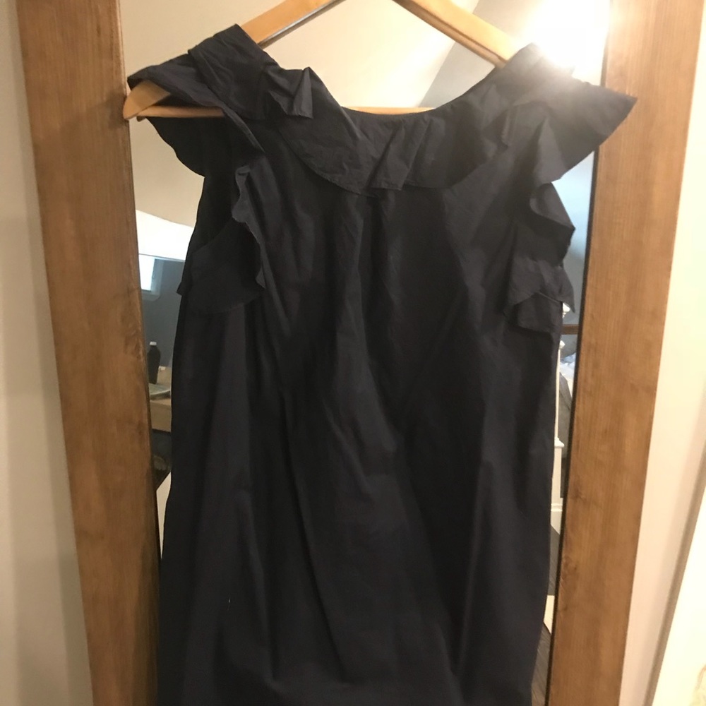 J Crew Navy Ruffle Open Back Mini